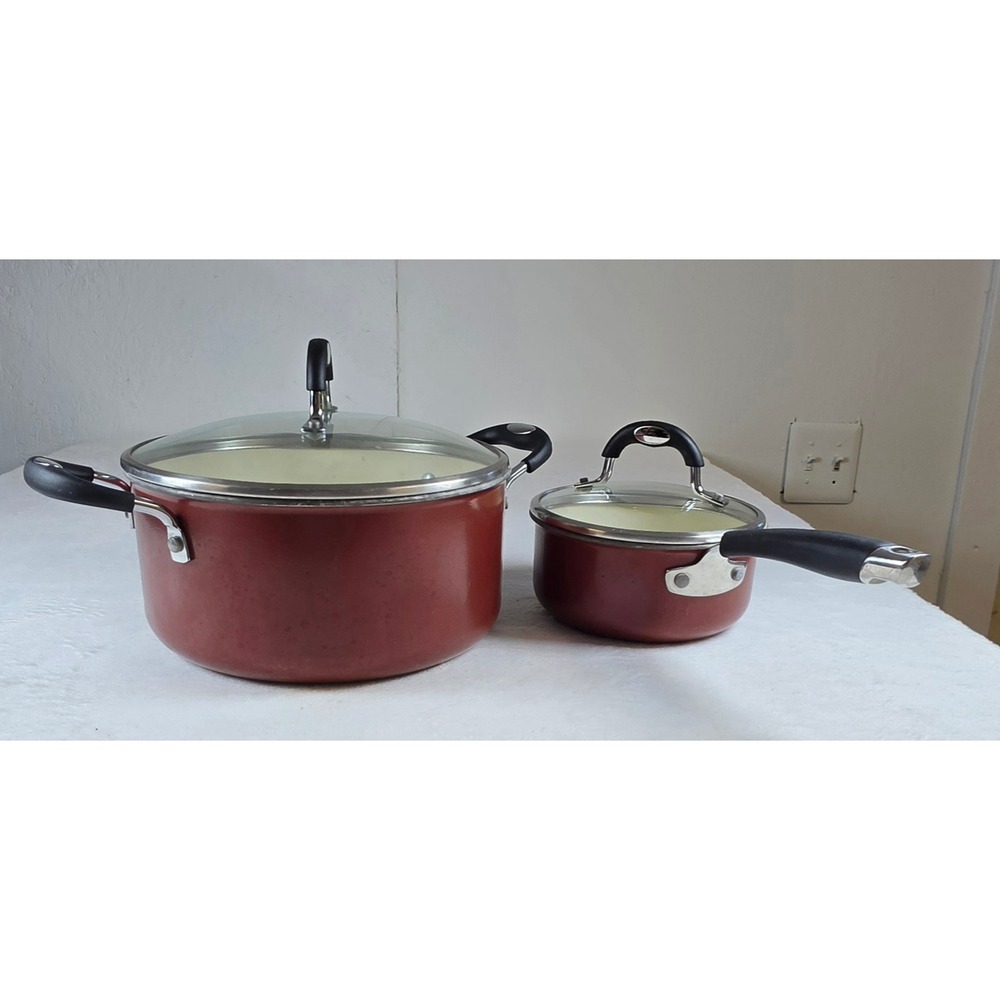 Tramontina Ceramica_01 Red Ceramic Cookware Set 5Qt Dutch Oven 1.5Qt Saucepan